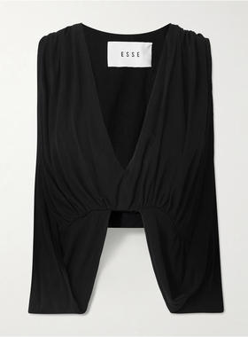 Esse Studios 女士 SS26 上衣 Solina 披肩式垂褶缎面针织