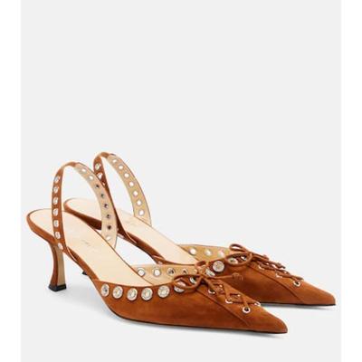 Mach  Mach 女士 高跟鞋 Crystalized 65 紧身绒面革露跟浅口鞋