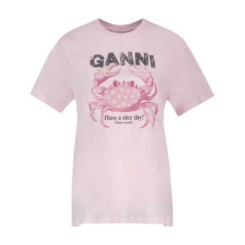 Ganni 甘尼 女士 FW26 T恤 基础款棉质粉色