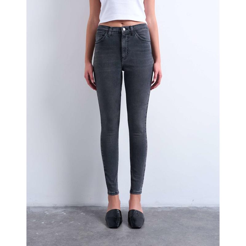 Topshop 女士 牛仔长裤 Jamie 紧身高腰水洗黑色牛仔裤