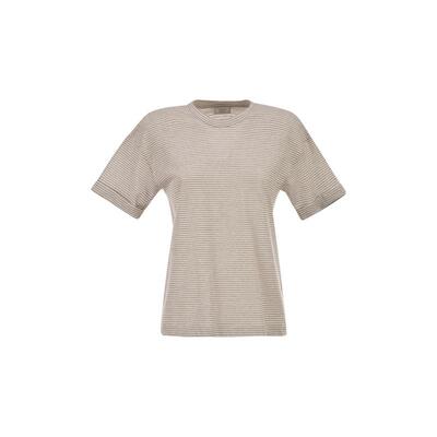 Peserico 佩萨里可 女士 衬衫 LUMINOUS YARNS 条纹亚麻棉质T恤