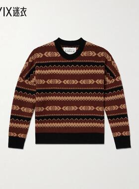 MANAAKI 男士Rongo 提花针织美利奴羊毛羊毛羊绒混纺毛衣 迷衣时