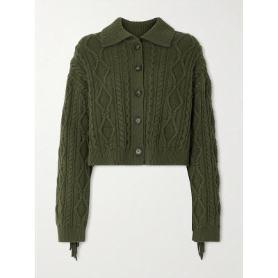 SIMKHAI 女士 开衫 Virginia 短款流苏粗线针织棉质羊毛混纺针织