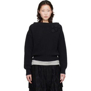 OPEN YY 女士 上衣 海军蓝 Badge Applique Knit Pullover 针织衫