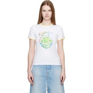 白色 T恤 Beyond Destiny Ringer Casablanca Longline 女士