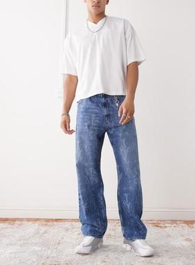 Vertere Berlin 男士 牛仔长裤 geo 图案宽松款水洗牛仔裤(蓝色)