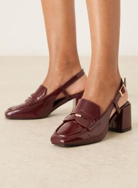 Raid London 女士 鞋靴 RAID Nisha 粗跟露跟酒红色漆皮鞋