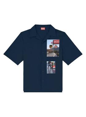 Diesel 男士 FW25 衬衫 海军蓝 S-Brack-A-Ajfy 衬衫