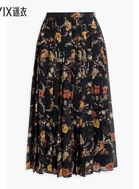 Mikael Aghal女士印花雪纺中长半身裙  迷衣时尚