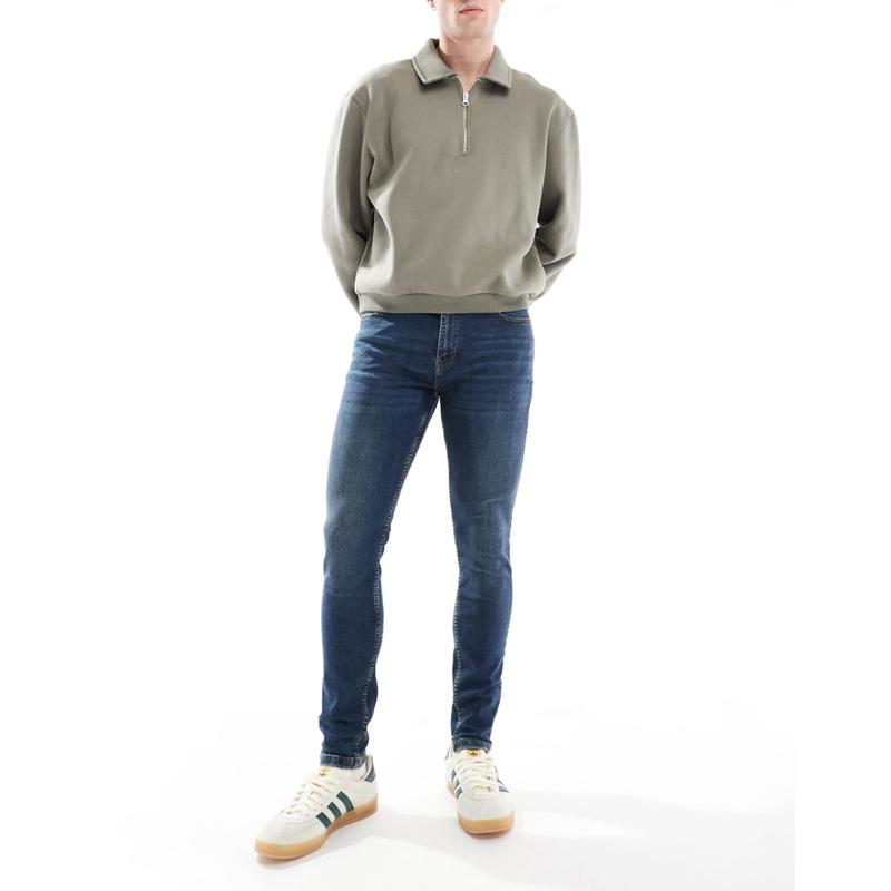 Don't Think Twice 男士 牛仔长裤 DTT 弹力深蓝紧身牛仔裤