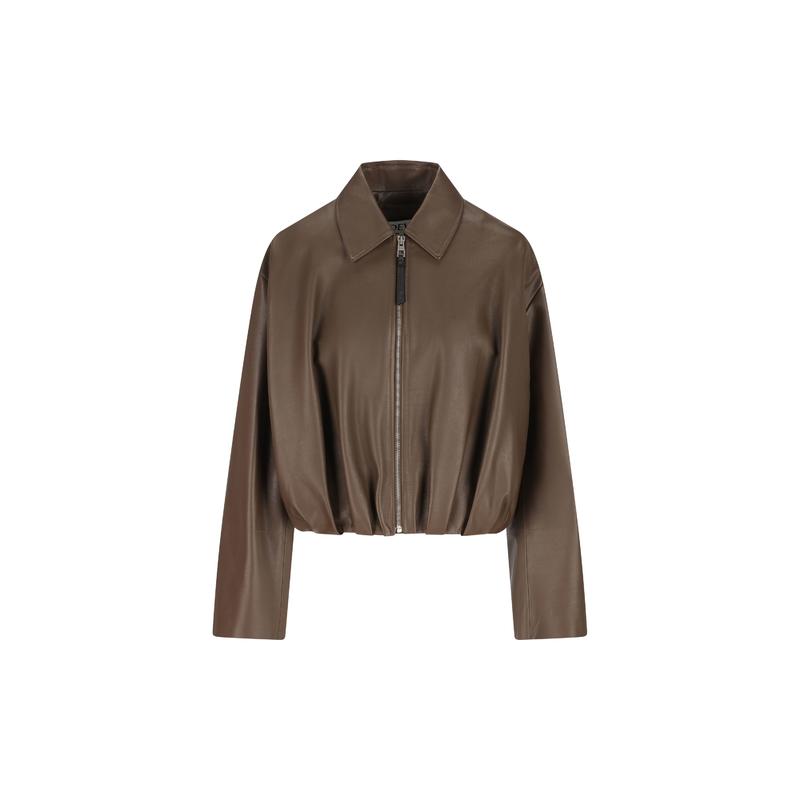 Loewe 女士 SS26 夹克 垂褶短皮夾克