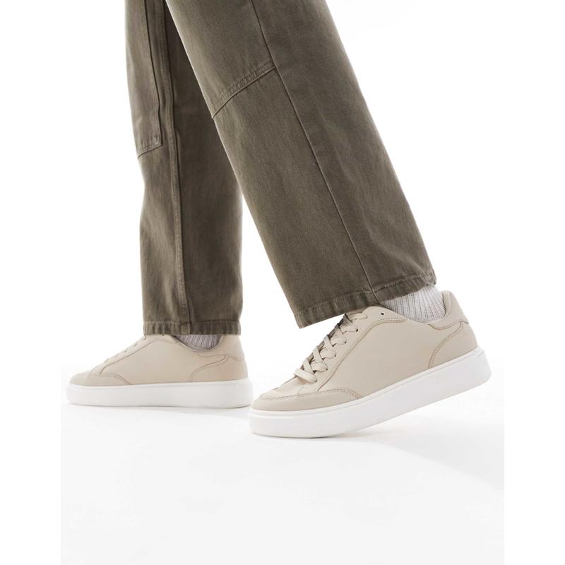 ASOS DESIGN 男士 运动鞋 设计绑带石头色白色鞋跟训练鞋