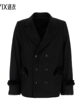 Random Identities 男款黑色羊毛混纺大衣 迷衣时尚