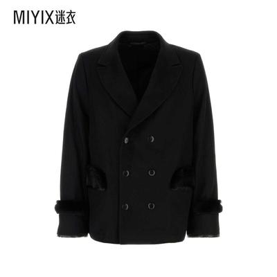 Random Identities 男款黑色羊毛混纺大衣 迷衣时尚