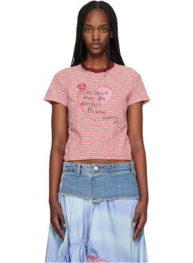 Andersson Bell 女士 T恤 红色  灰白色 Heart Message Stripe