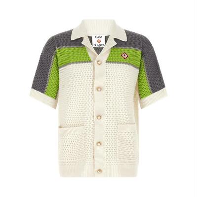 Casablanca 男士 SS26 衬衫 卡萨布兰卡条纹钩针短袖