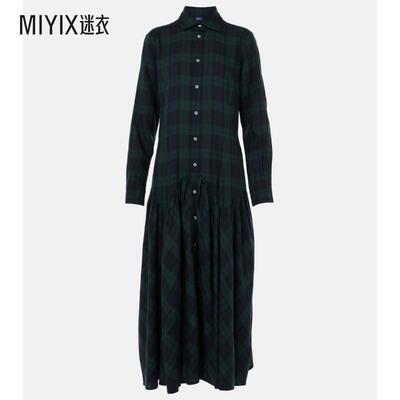 Polo Ralph Lauren拉夫劳伦 女款格子斜纹布衬衫式连衣裙 迷衣时