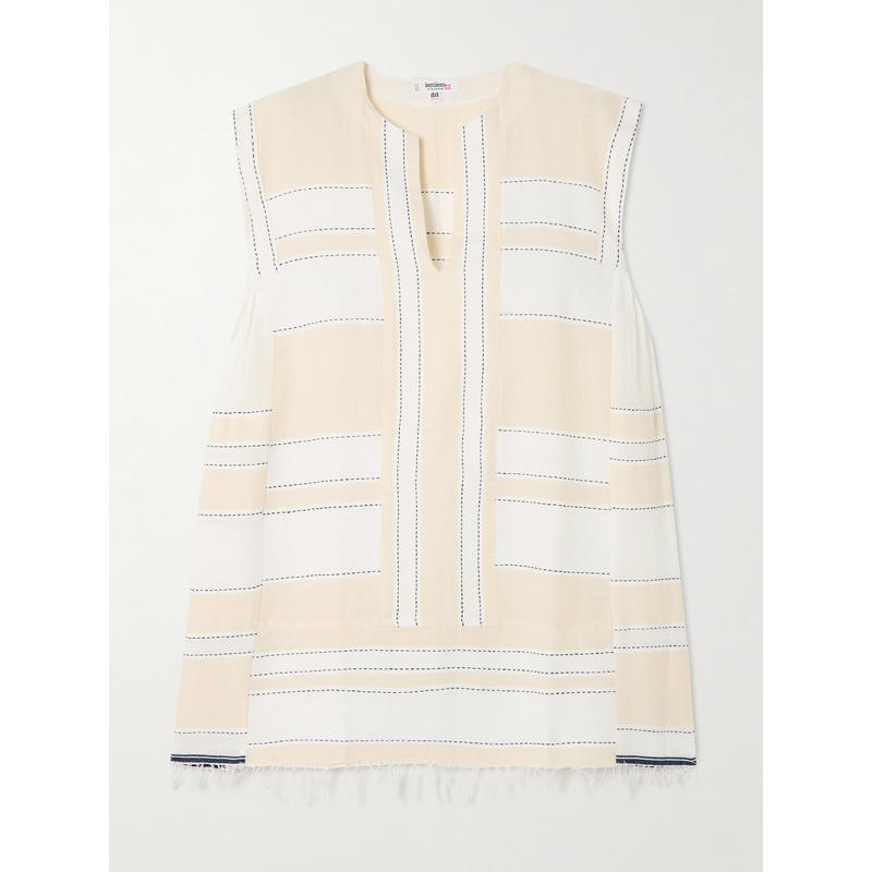 Lemlem 女士 罩衫 Elina 流苏条纹棉混纺土耳其式长衫