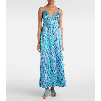 Poupette St Barth 女款Cassandra 印花缎面吊带连衣裙 迷衣时尚