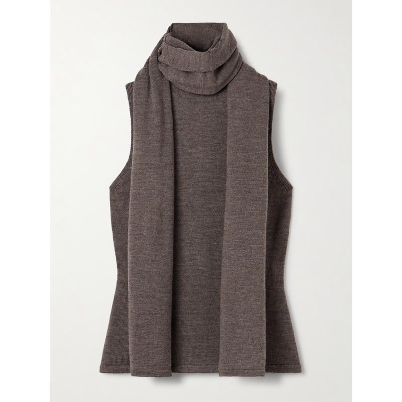 Staud 女士 FW25 针织衫 Canal 围巾风格羊毛高领上衣