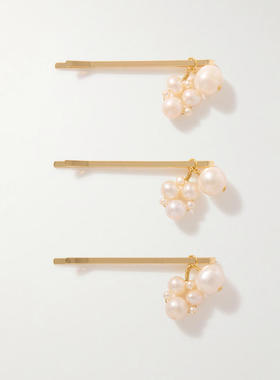 Completedworks 女士 CO 发夹 镀金珍珠发卡(三件套)