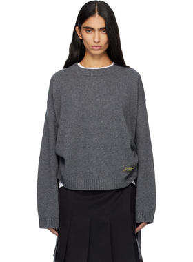 Ganni 女士 毛衣 灰色 Future Wool Mix Oversized 毛衣