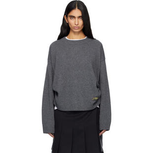 Ganni 女士 毛衣 灰色 Future Wool Mix Oversized 毛衣