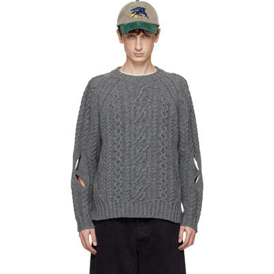Stefan Cooke 男士 毛衣 灰色 Slashed Cable