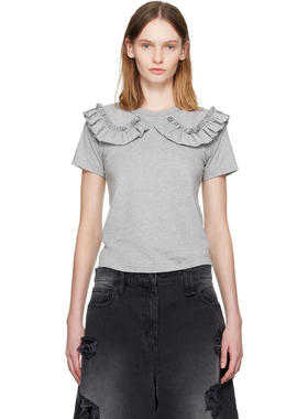 Comme des Garçons川久保玲 女士 T恤 灰色 Ruffled Collar T 恤
