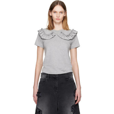 Comme des Garçons川久保玲 女士 T恤 灰色 Ruffled Collar T 恤