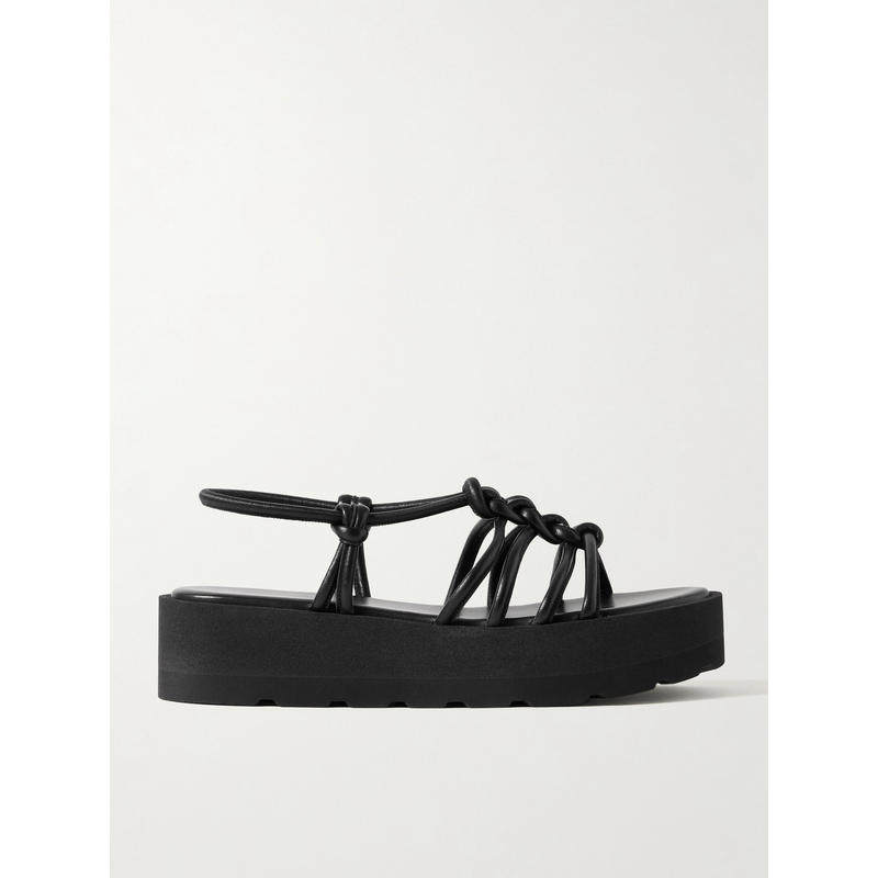 Gianvito Rossi 女士 SS25 凉拖 Hebe 45 打结皮质防水台凉鞋,女鞋,一字拖,淘宝优惠券,粉丝福利购,淘宝优惠卷