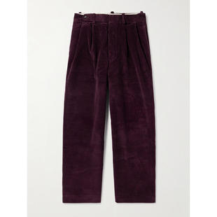 男士 褶裥棉质灯芯绒裤 SS26 阔腿短款 子 长裤 Bode