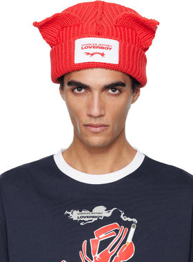 Charles Jeffrey Loverboy 男士 毛线帽 红色 Chunky Ears 毛线帽