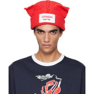 Charles Jeffrey Loverboy 男士 毛线帽 红色 Chunky Ears 毛线帽