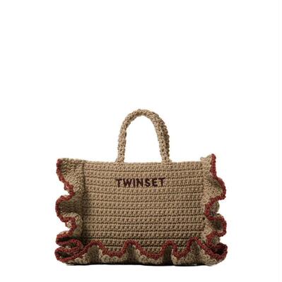 TWINSET 女士 SS26 单肩包 双排扣荷叶边钩针编织
