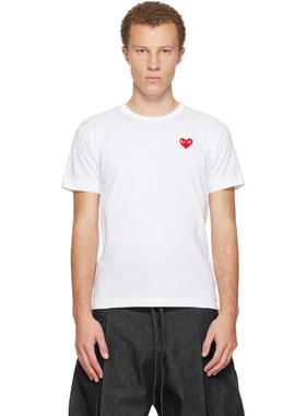 Comme Des Garcons Play 男士 T恤 白色 Basic Red Emblem T 恤