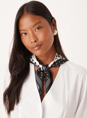 My Accessories 女士 围巾 My 饰品黑色波尔卡圆点领带(奶油色)