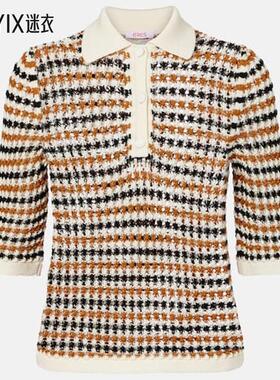 ERES 女款Comeback 洞洞针织棉混纺Polo衫 迷衣时尚