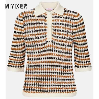 ERES 女款Comeback 洞洞针织棉混纺Polo衫 迷衣时尚