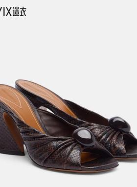 Zimmermann 女款Gleam 85 蛇皮质感凉拖 迷衣时尚