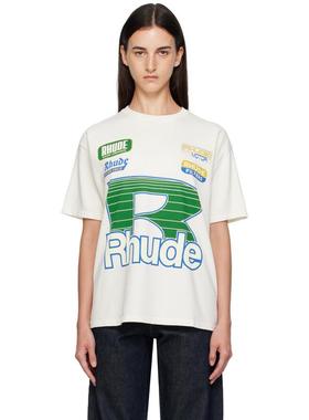 Rhude 女士 T恤 灰白色 Roadway Racing T 恤