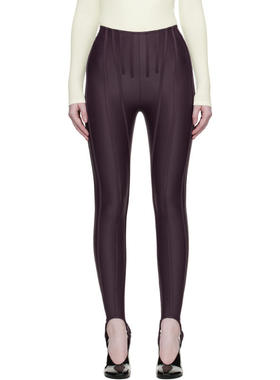 Mugler 女士 运动紧身裤 酒红色 Corseted 紧身裤