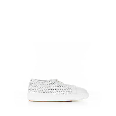 Santoni 女士 SS24 运动鞋 白色穿孔皮质