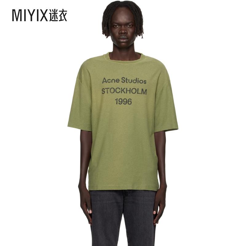 Acne Studios 男款绿色 Logo Relaxed-Fit T 恤 迷衣时尚