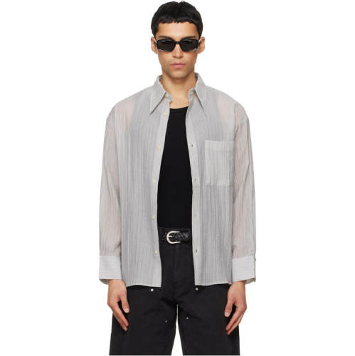 TONYWACK 男士 衬衫 灰色 Lyocell Oversized Stripe