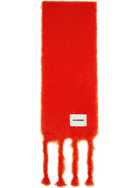 JIL SANDER女士 围巾 红色 Slim Wool Blend 围巾