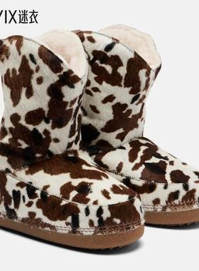 INUIKII 女款牛仔小牛毛雪地靴 迷衣时尚