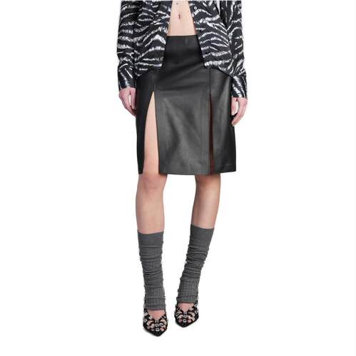 The Attico 女士 SS25 中长裙 黑色 Tailored 皮革半身裙