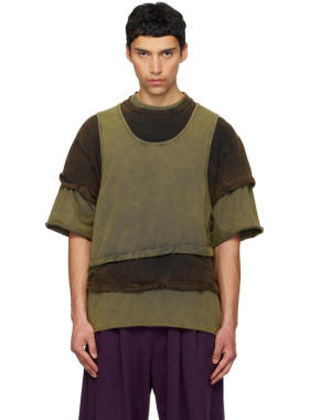 We11Done 男士 T恤 绿色  棕色 Triple Layered Washed