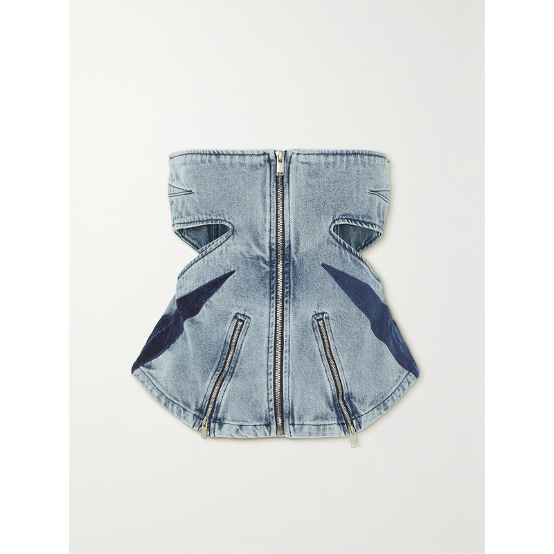 DION LEE 女士 背心 抹胸剪口拼接牛仔上衣